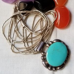 💖HP💖 Mexico SS turquoise liquid silver pendant